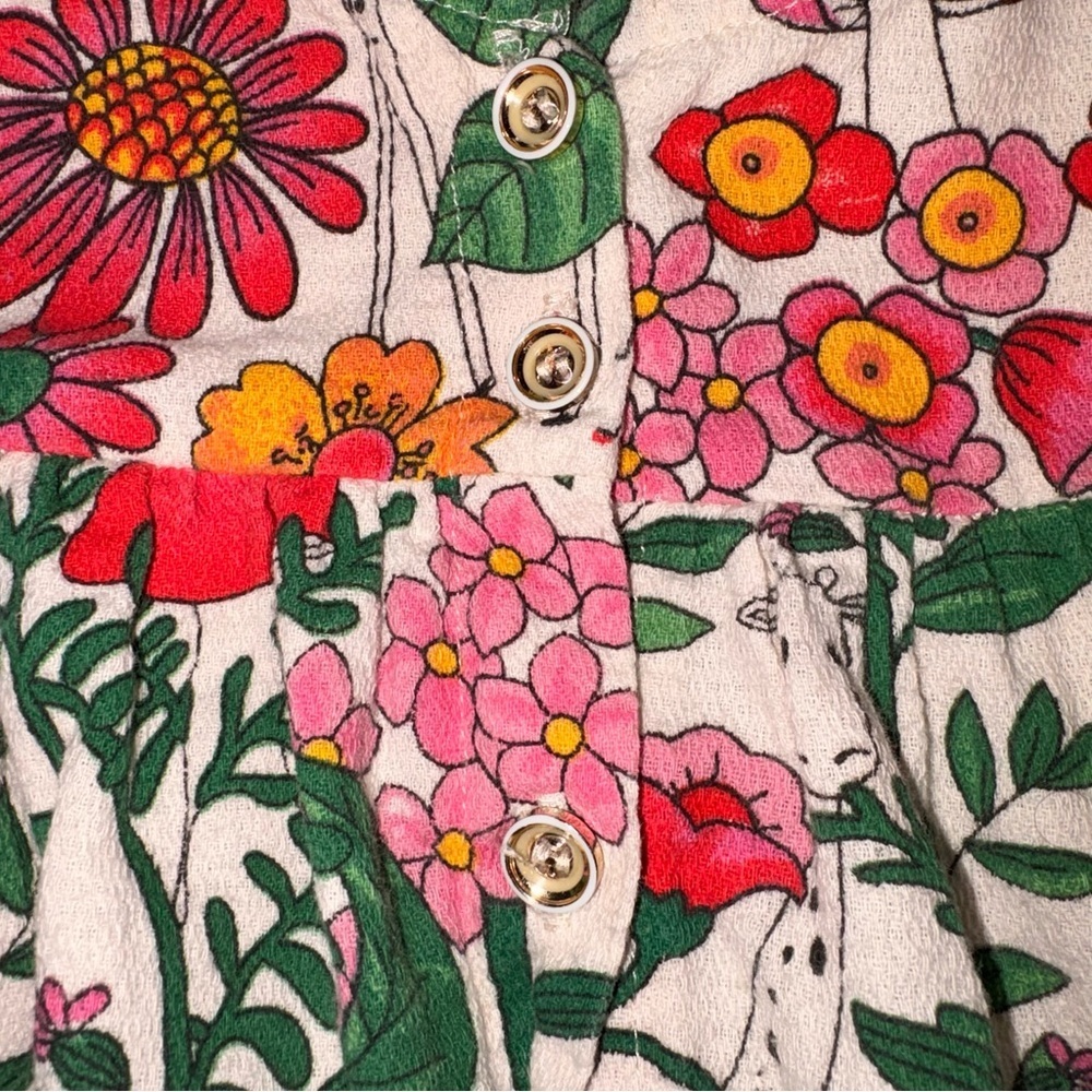 Floral/Animal Long Sleeve Kids Blouse/Tunic - 4T 100% Cotton​​ - Picture 6 of 11